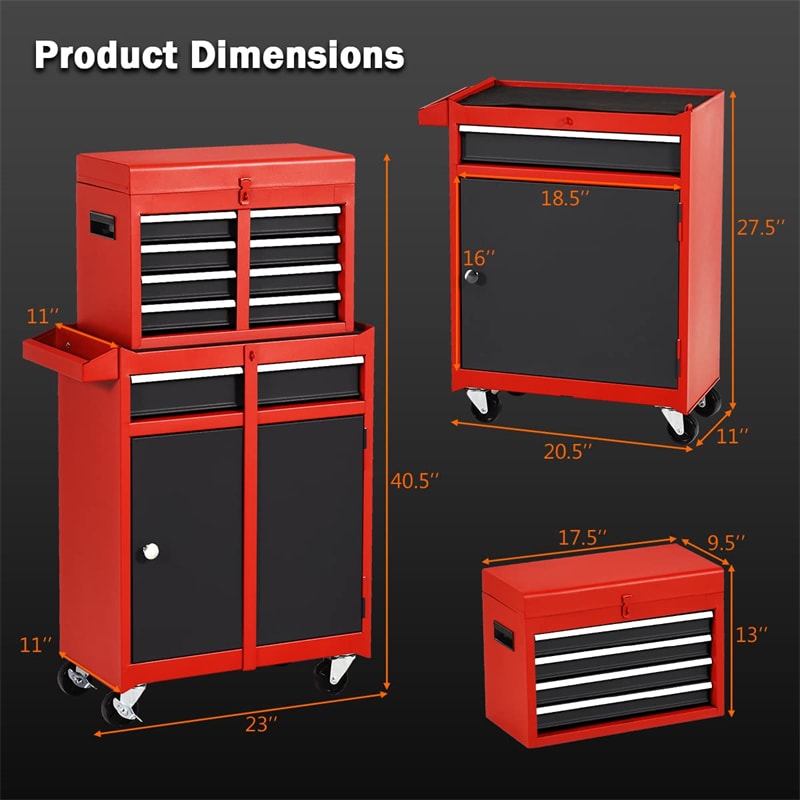 5-Drawer Rolling Tool Chest High Capacity Tool Storage Cabinet Toolbox Organizer with Wheels and Locking System