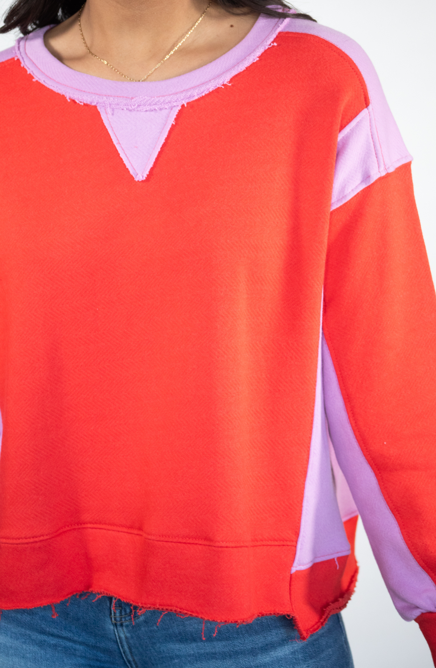 Secret's Out Red Color Block Sweatshirt