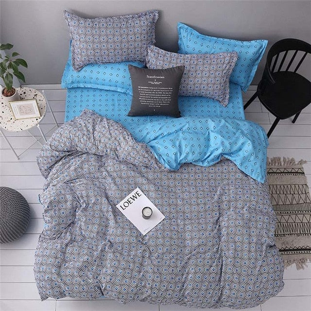 Classical Double-Sided Bed Sheet 3 pcs Quilt Cover Set