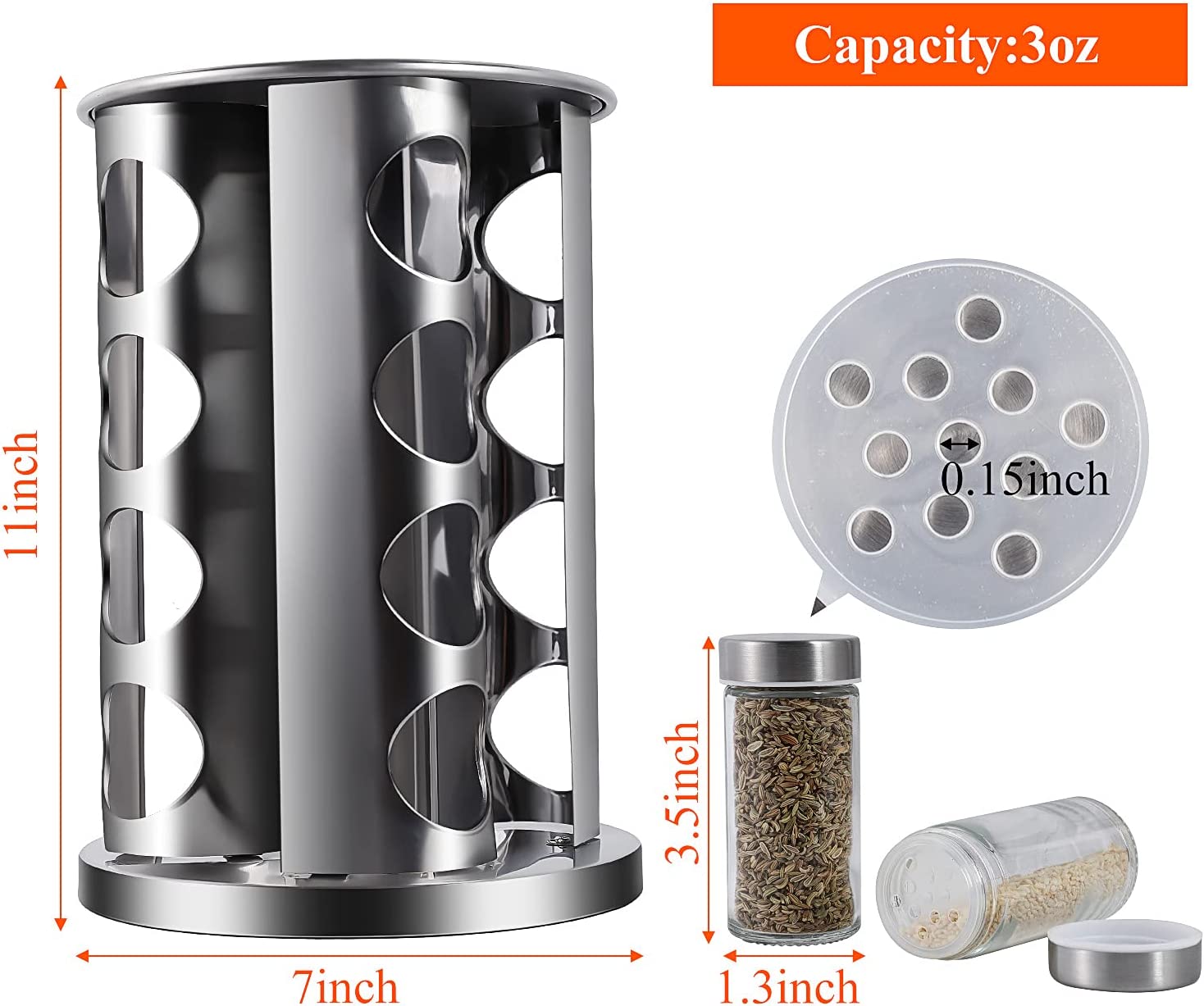 (Store Closing Sale) Rotating spice rack with 16 jars