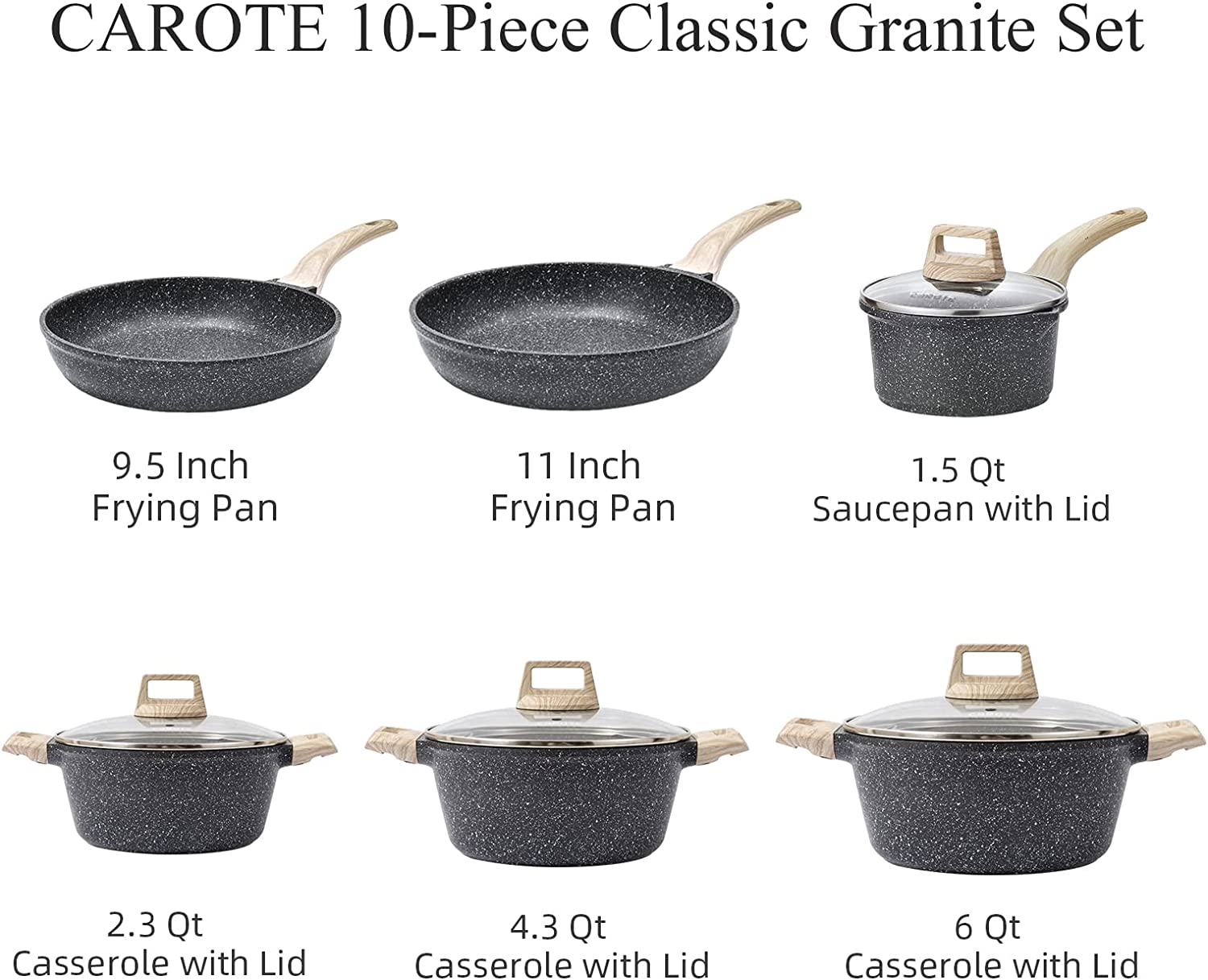 (Store Closing Sale) Pots and Pans Set Nonstick, White Granite Induction Kitchen Cookware Sets