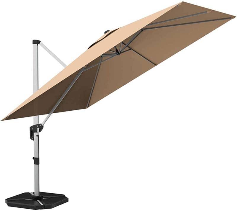 10 Ft Square Offset Patio Cantilever Umbrella with 360 Degree Tilt