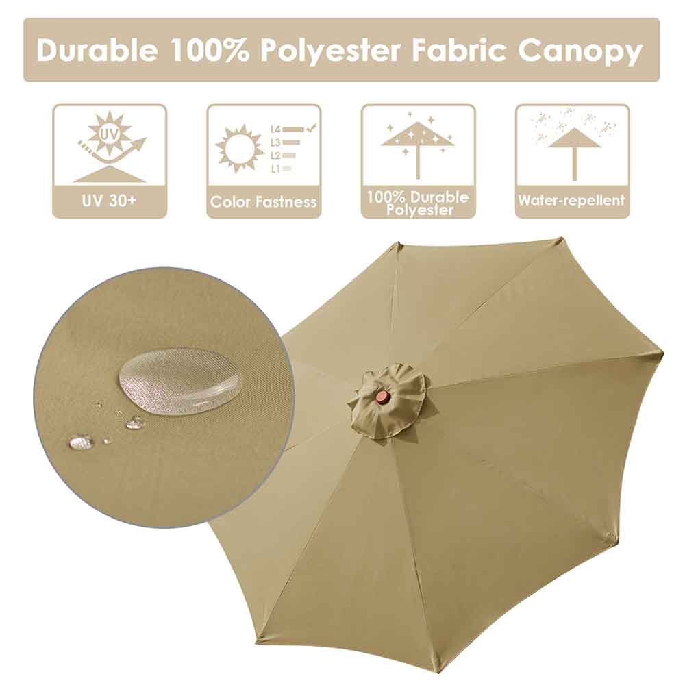 9ft Patio Wood Market Umbrella Multiple Colors