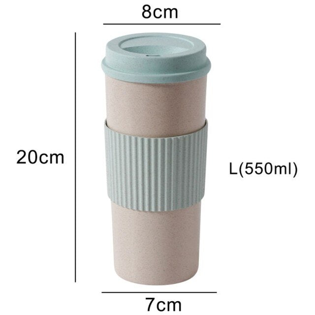 (Store Closing Sale) Wheat Fiber Straw Coffee Mug Double-wall Insulation Eco-friendly Coffee Cup Travel Leakproof Gift Mugs