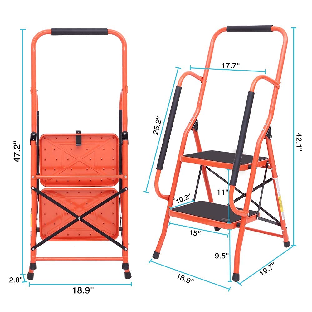 Safety Step Ladder Folding Padded Side Handrails Portable Heavy Duty Ladders 2/3/4 Step