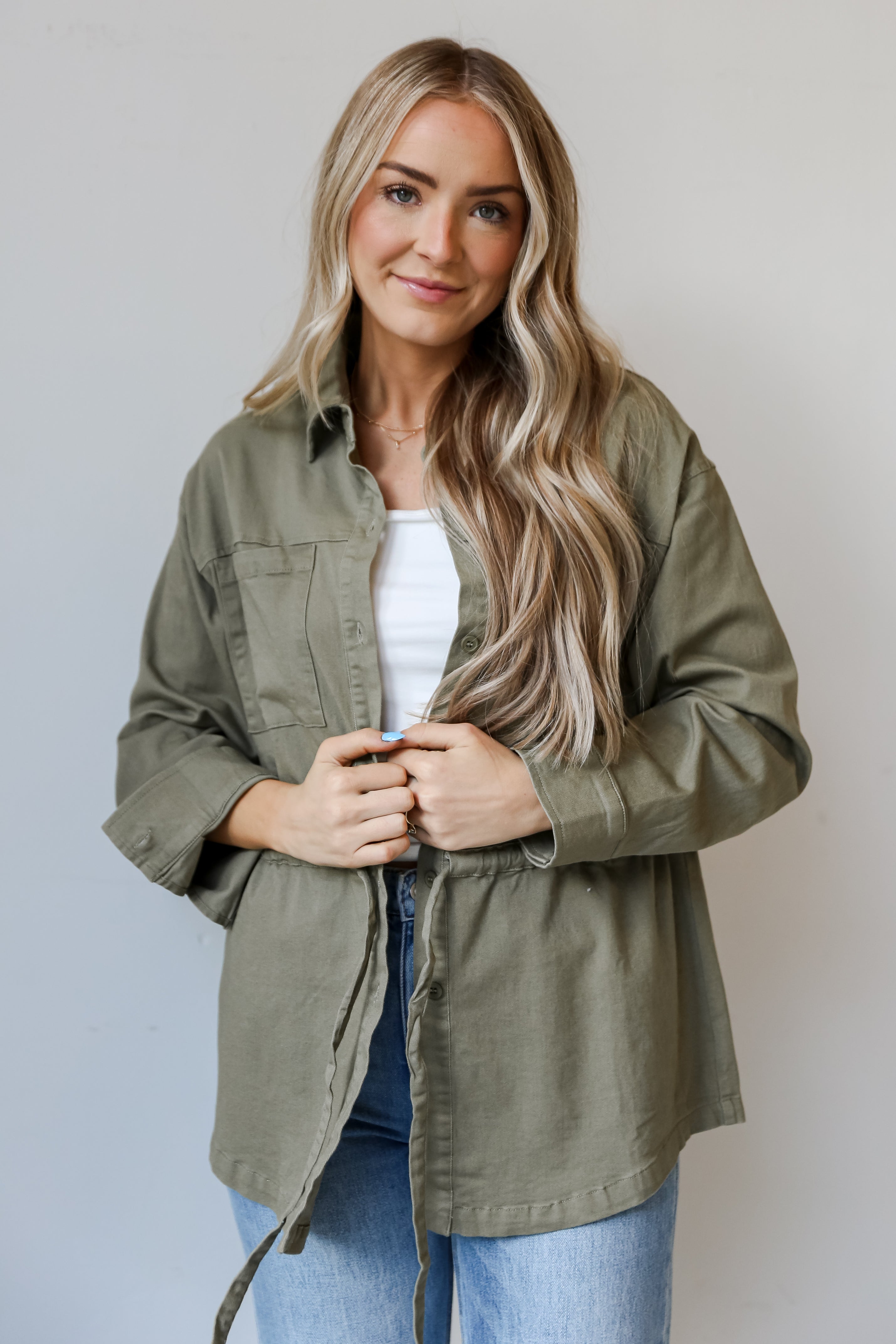 FINAL SALE - Edgy Arrival Olive Denim Jacket