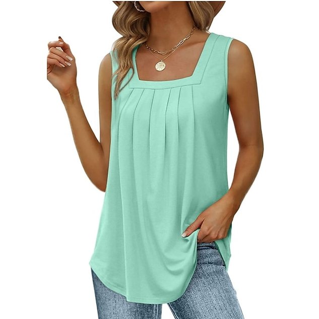 Square Neck Simple Tank Top