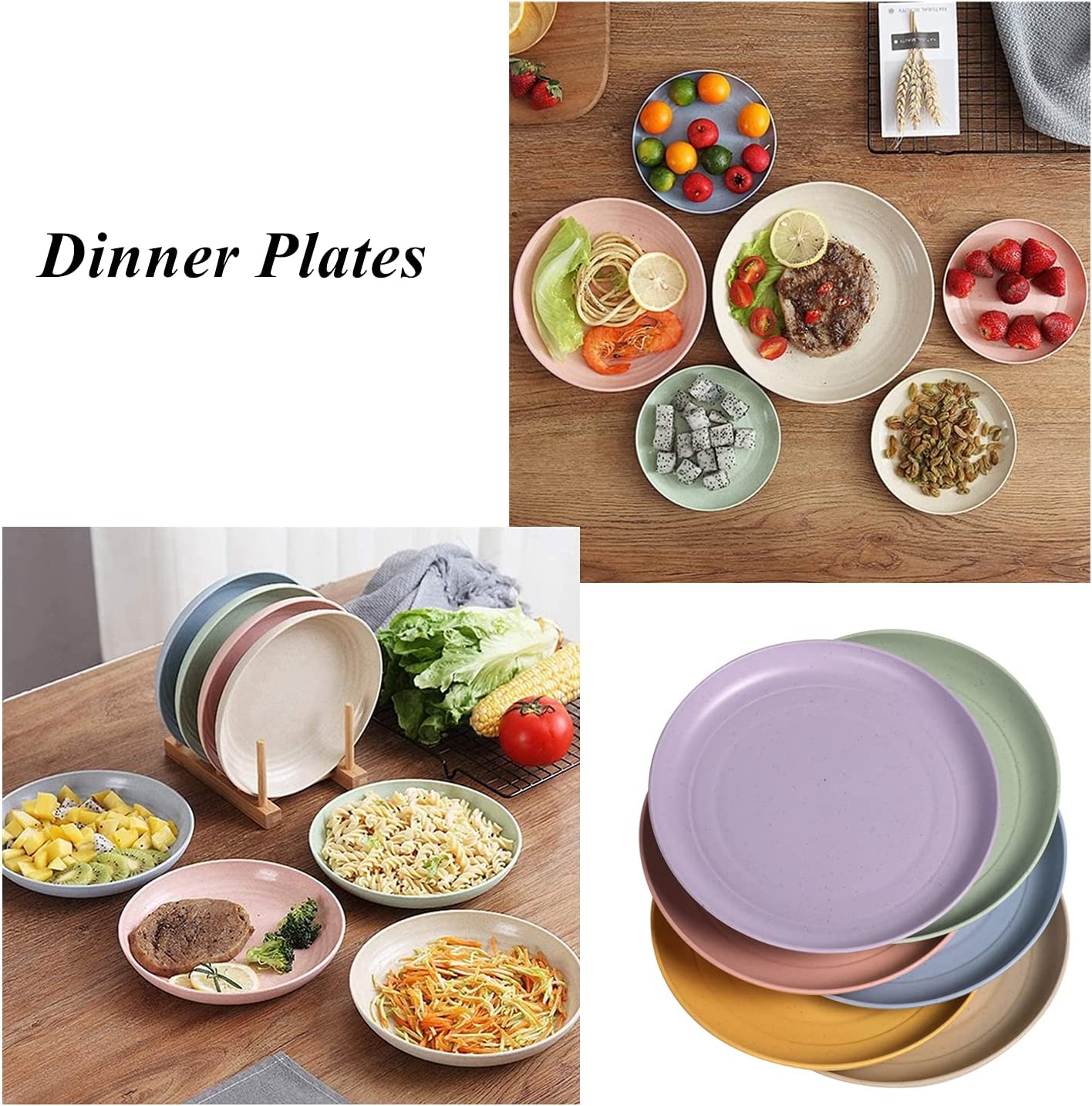 (Store Closing Sale) Wheat Straw Plate Lightweight Unbreakable Dinner Plate Set