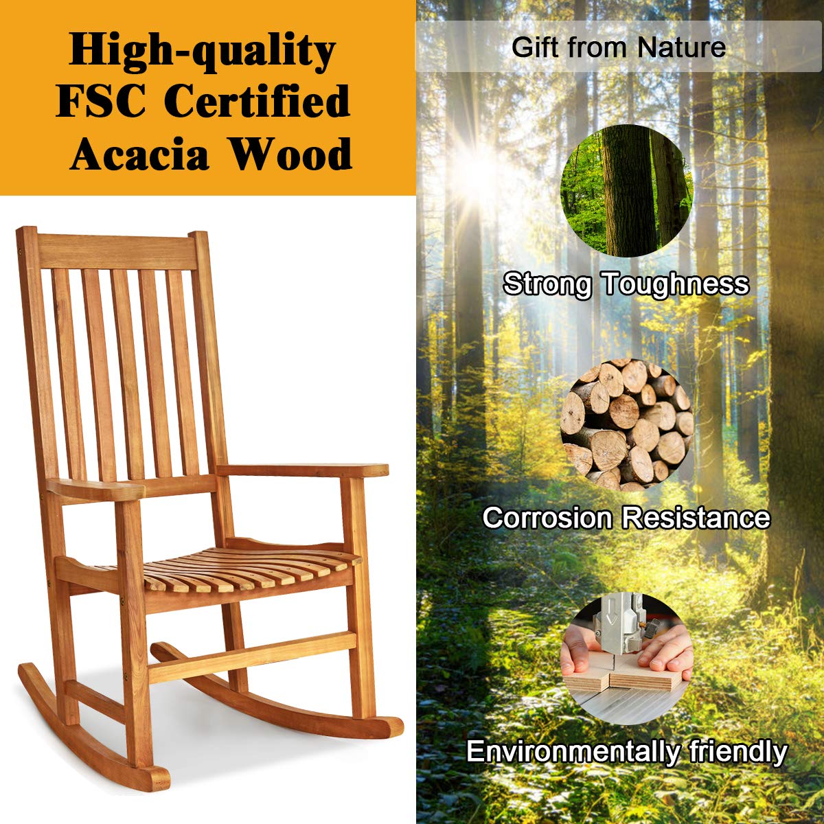 Comfortable wooden rocking chair