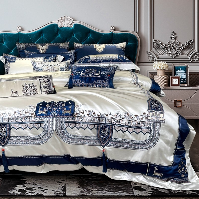 Luxury Embroidered Tassel Duvet Cover Set