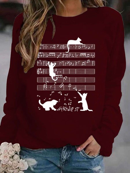 Casual Crew Neck Abstract Sweatshirt