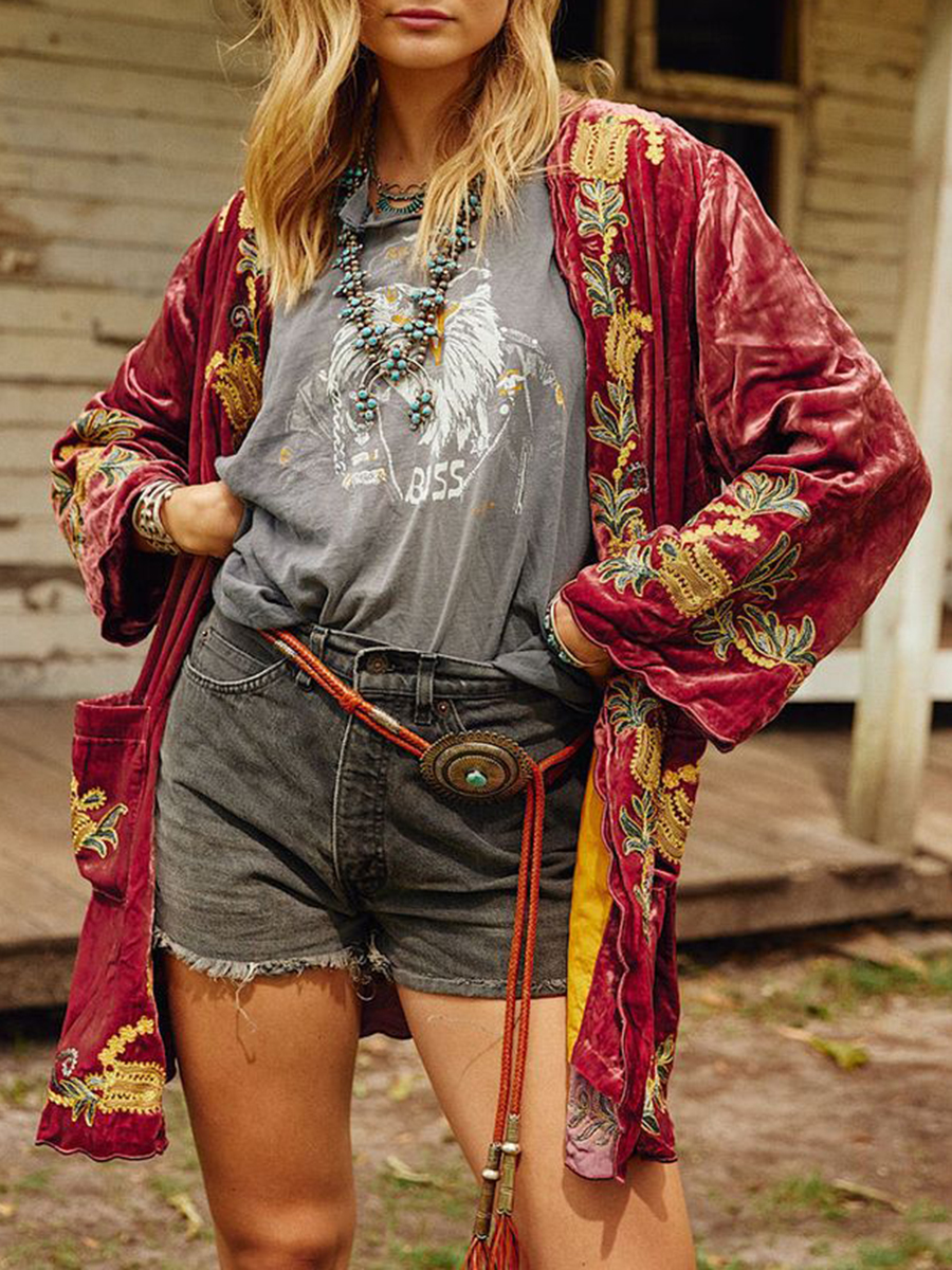 Vintage velvet embroidered cardigan