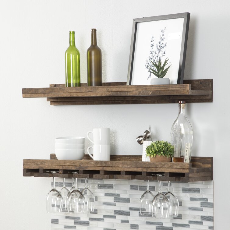 Catalin Solid Wood Wall Mounted Wine Glass Rack