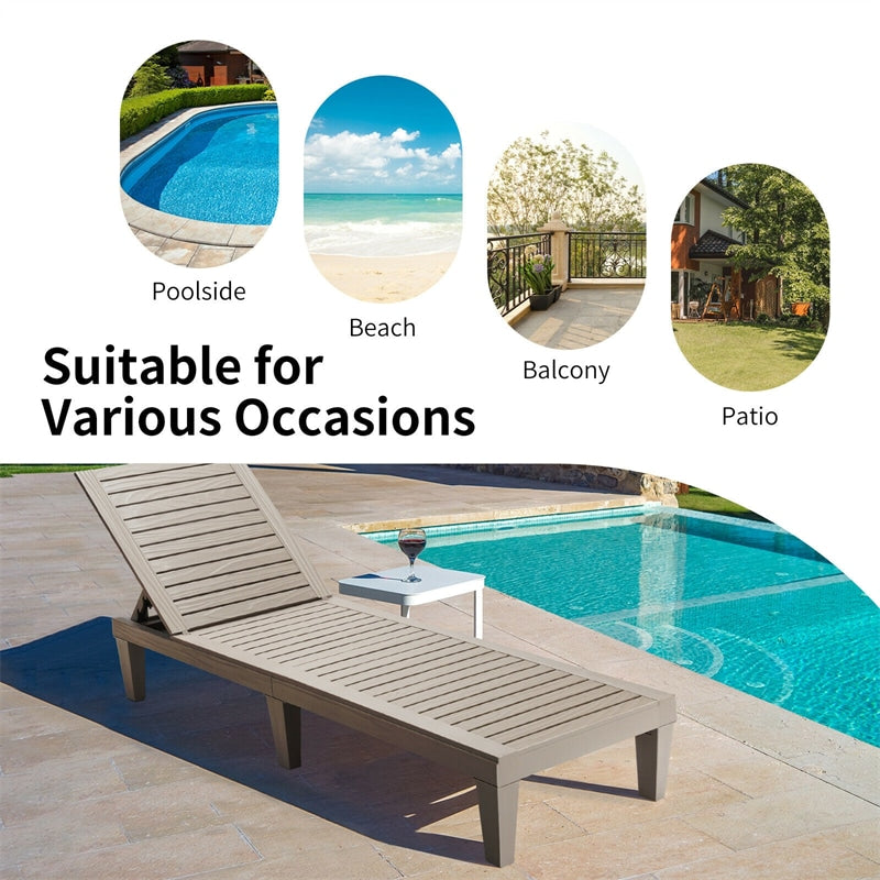 Outdoor Chaise Lounge Patio Reclining Chair with 5-Position Adjustable Backrest