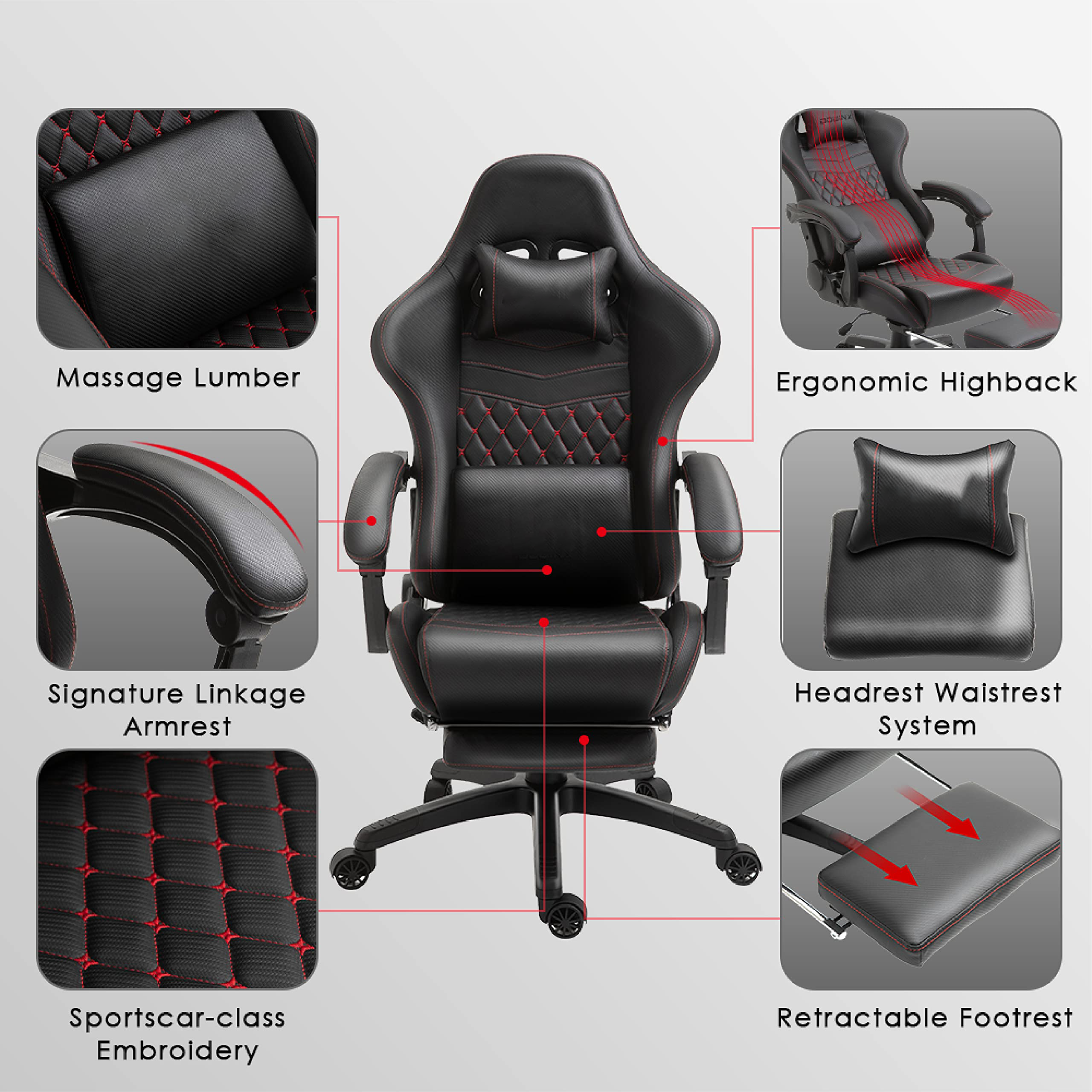 😍Gaming Chair Office Chair PC Chair with Massage Lumbar Support, Racing Style