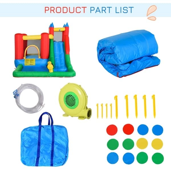 6-in-1 Kids Bounce House Inflatable Water Slide with Pool, Water Gun, Climbing Wall, Inflator Included