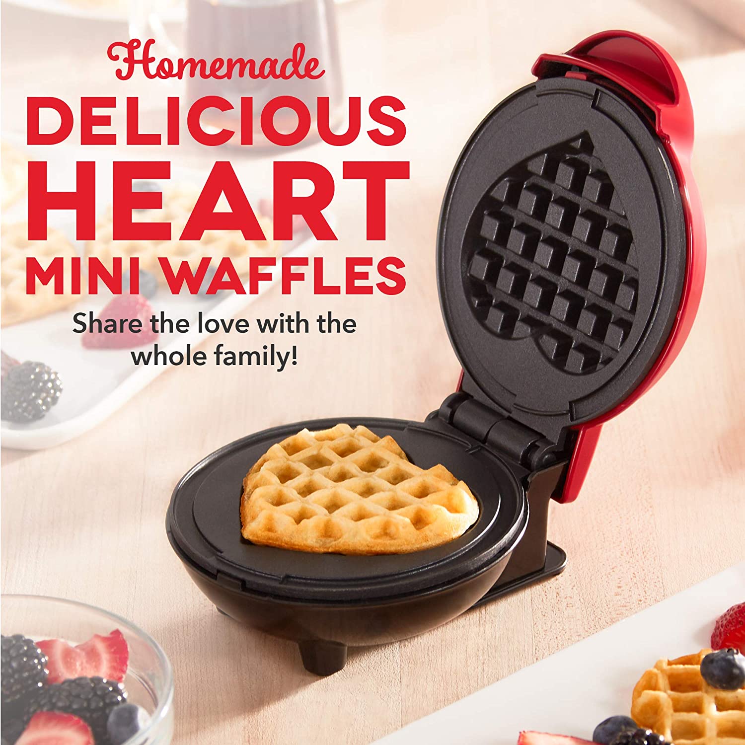 Mini Maker for Individual Waffles, Hash Browns, Keto Chaffles with Easy to Clean, Non-Stick Surfaces, 4 Inch, Aqua