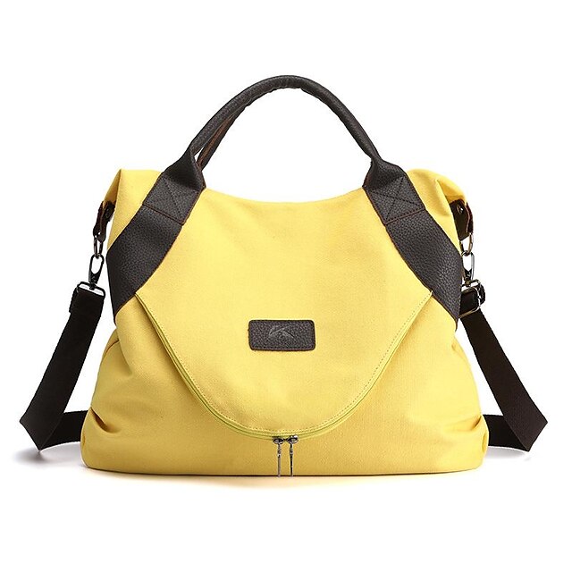 Men's Women's Handbag Shoulder Bag Canvas Tote Bag Canvas Daily Holiday Zipper Adjustable Large Capacity Waterproof Solid Color Black White Yellow