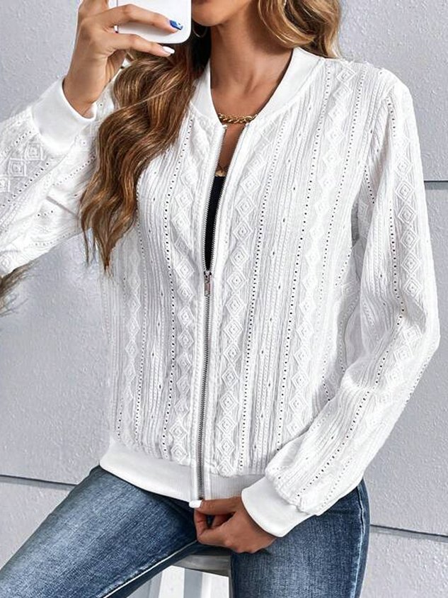 Long Sleeve Plain Regular Loose Pilot Jacket For Women