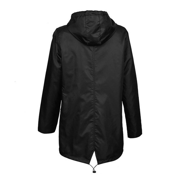 Plain Waterproof Windproof Long Sleeve Casual Hoodie Trench Coat