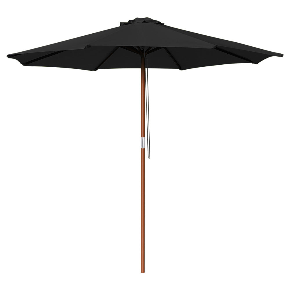 9ft Patio Wood Market Umbrella Multiple Colors