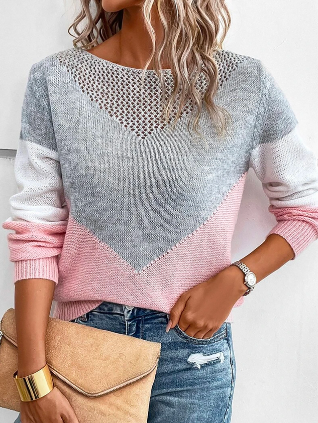 Loose Casual Color Block Sweater