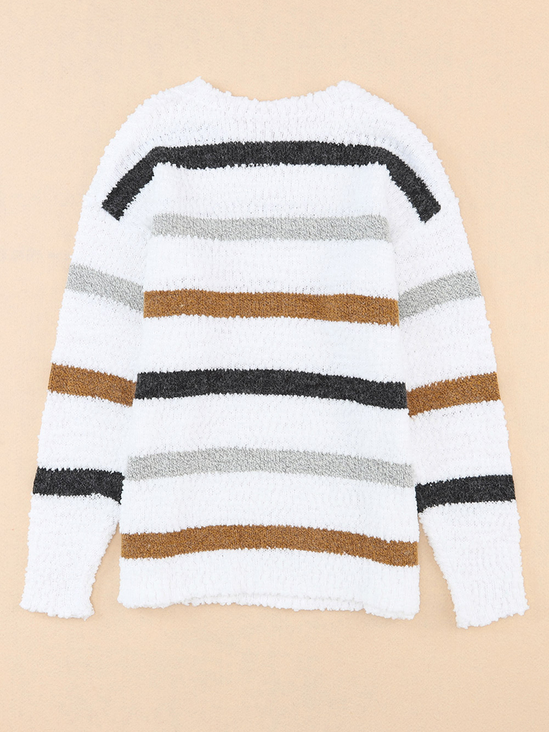 Striped Popcorn Knit Sweater