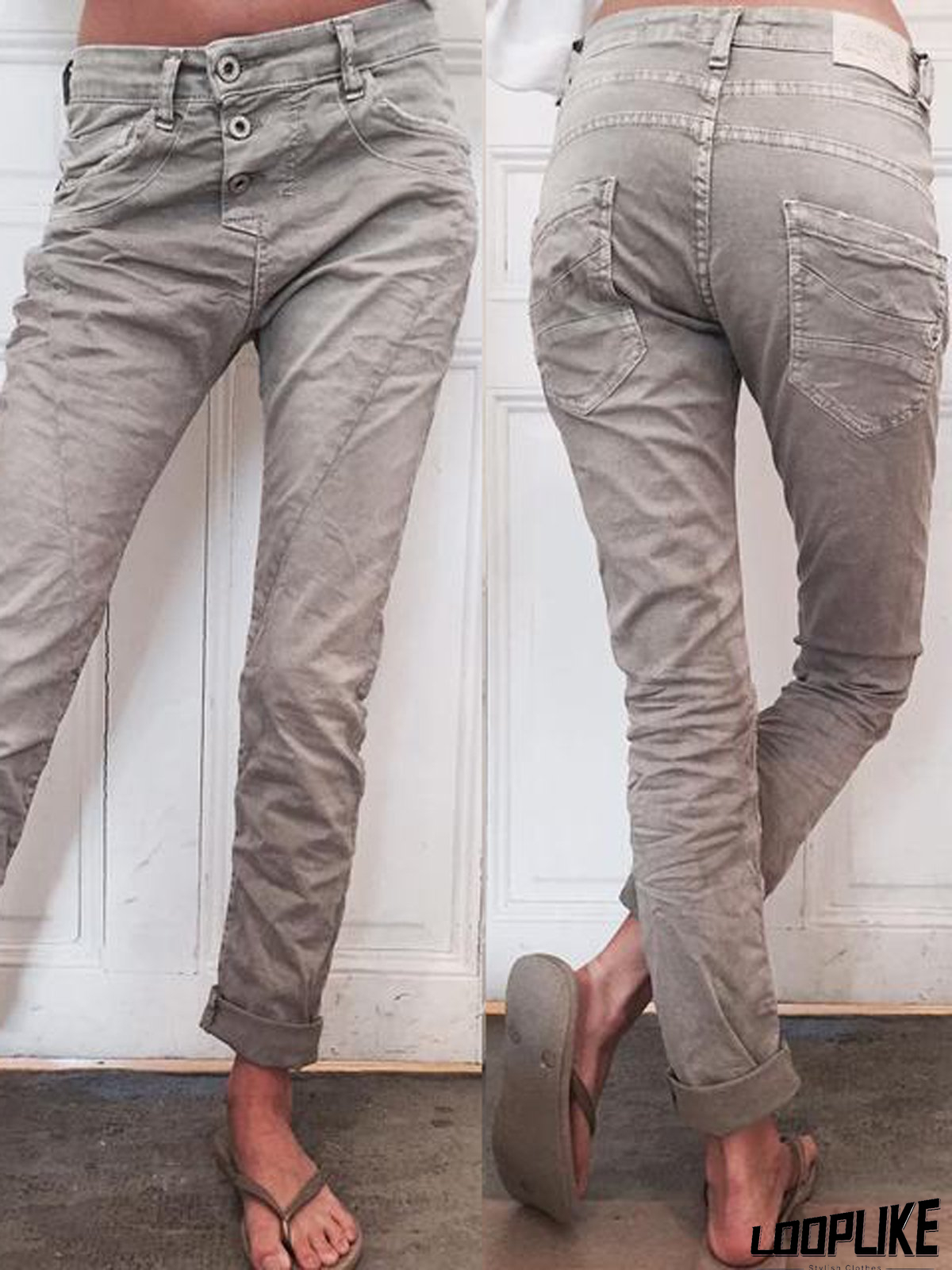 Khaki Shift Casual Solid Jeans