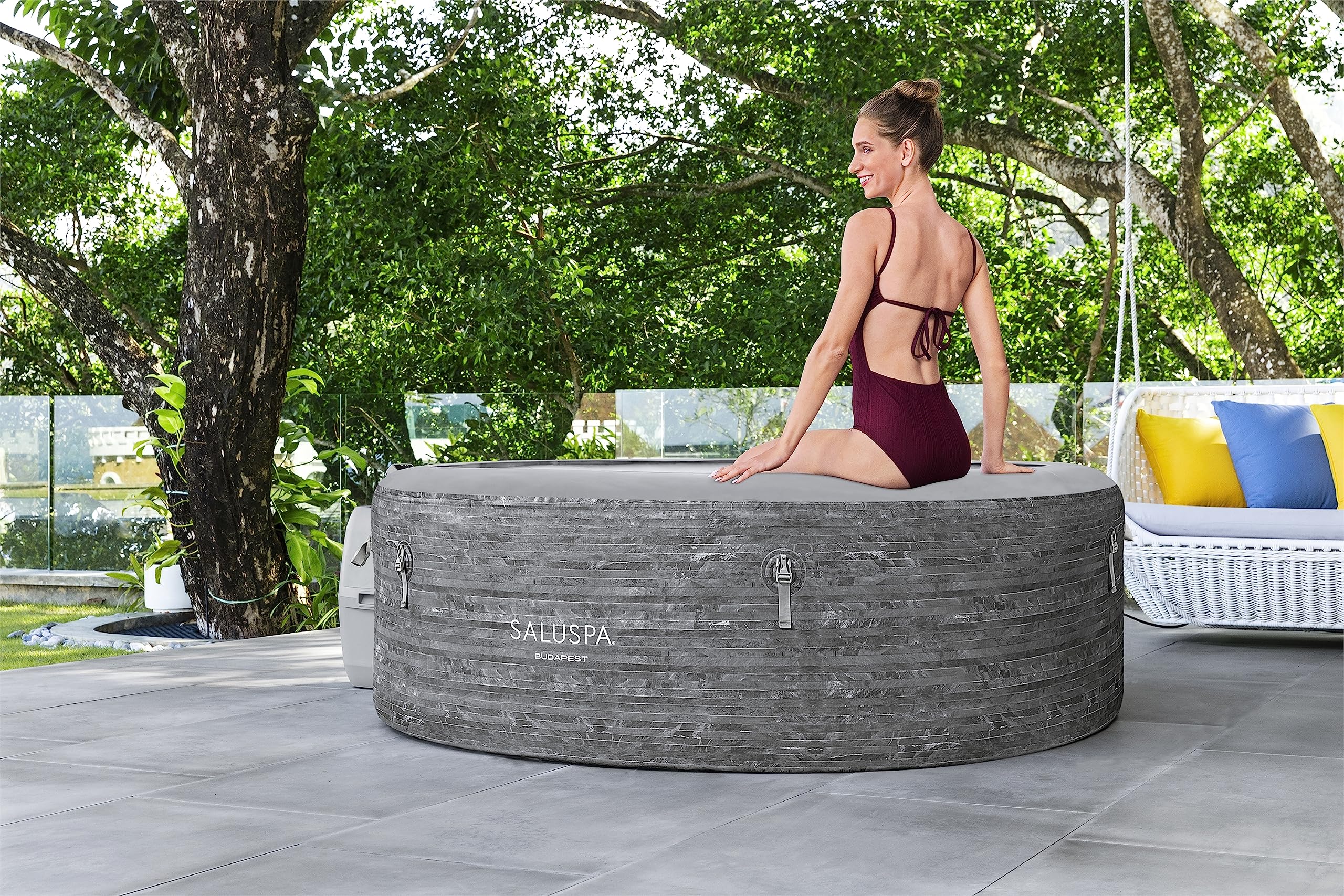 Bestway SaluSpa Budapest Inflatable Hot Tub Spa | Portable Hot Tub with Energy-Efficient Cover