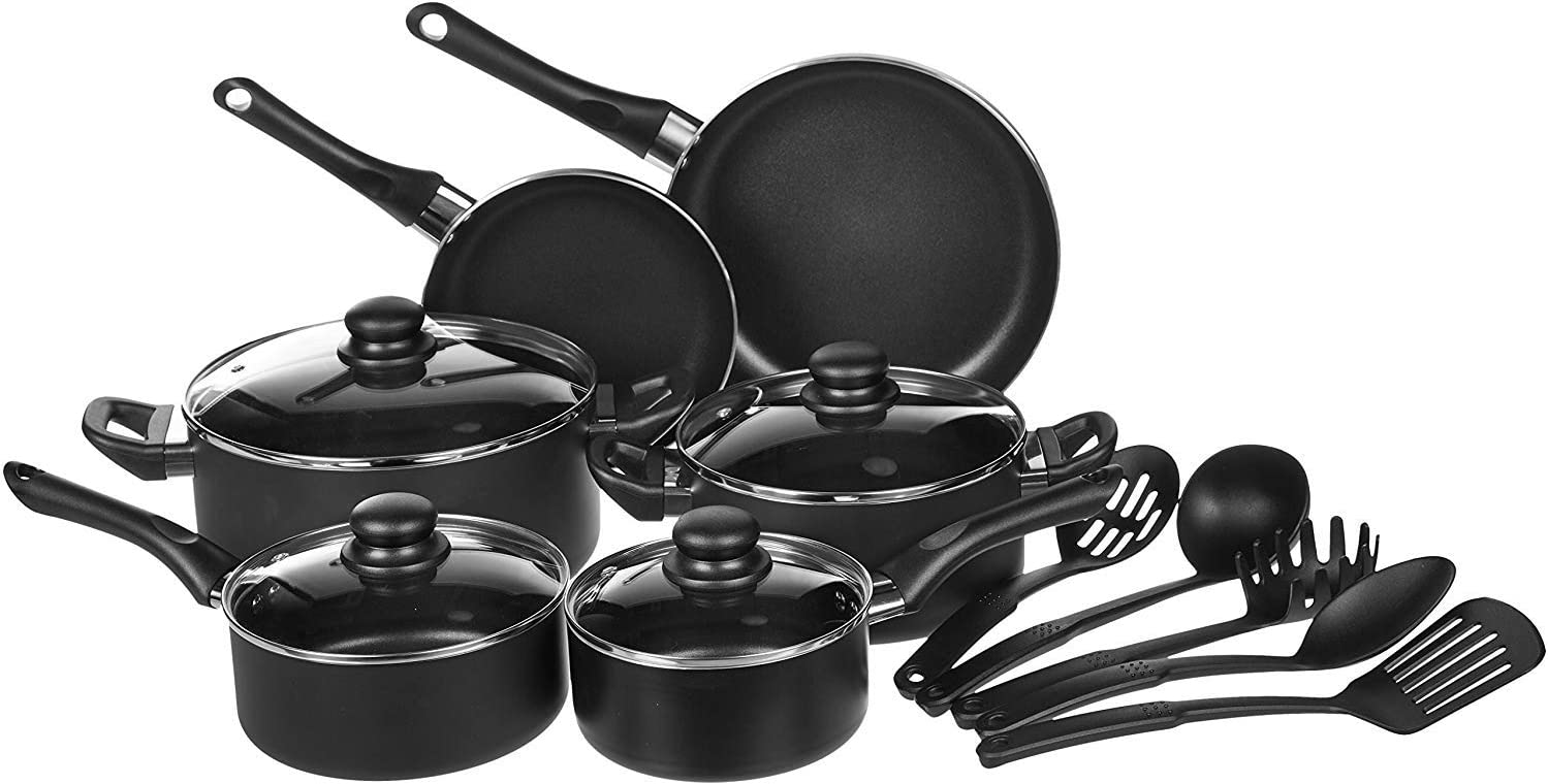 (Store Closing Sale) Non-Stick Cookware Set, Pots, Pans and Utensils - 15-Piece Set