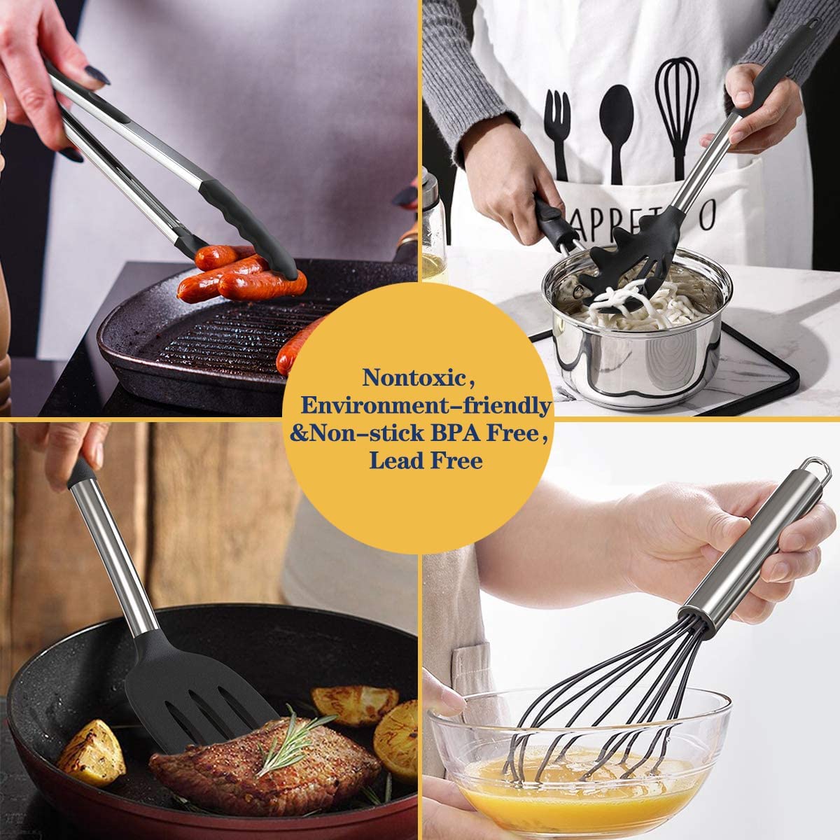 (Store Closing Sale) Silicone cooking utensils set