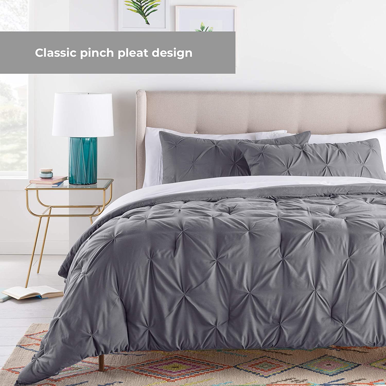 All-Season Quilted Comforter - Corner Duvet Tabs - Hypoallergenic - Plush Microfiber Fill - Machine Washable - Duvet Insert