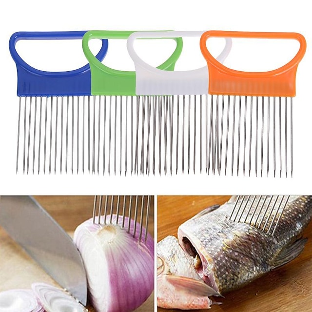 Kitchen Onion Slicer Cut Onion Holder Fork Tomato Vegetable Slicer Cutting Aid Guide Holder Fruit Cutter