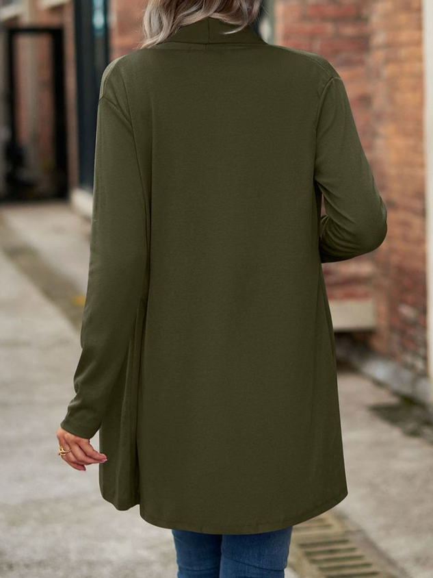 Wrap Loose Casual Plain Coat