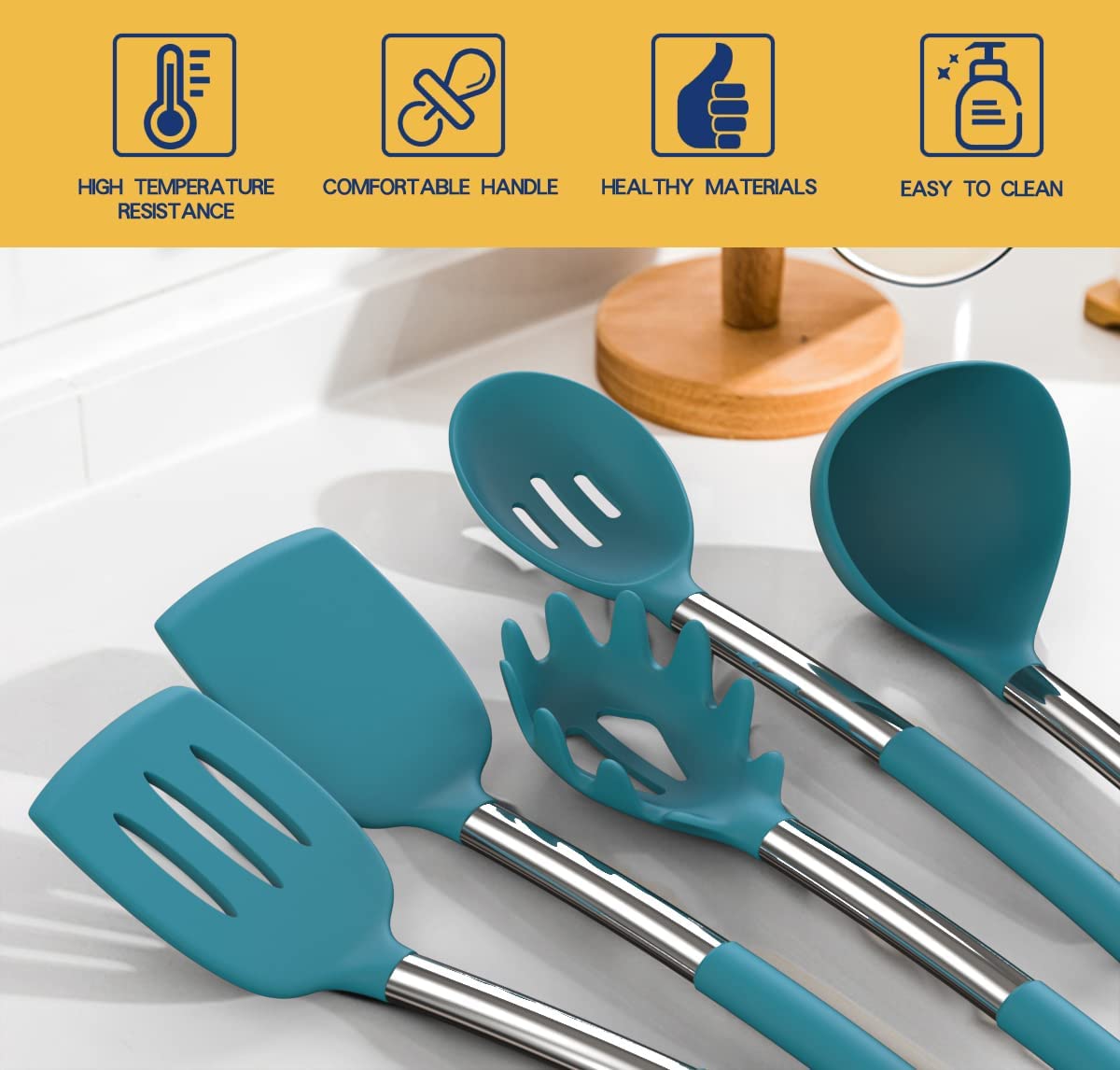 Silicone cooking utensils set