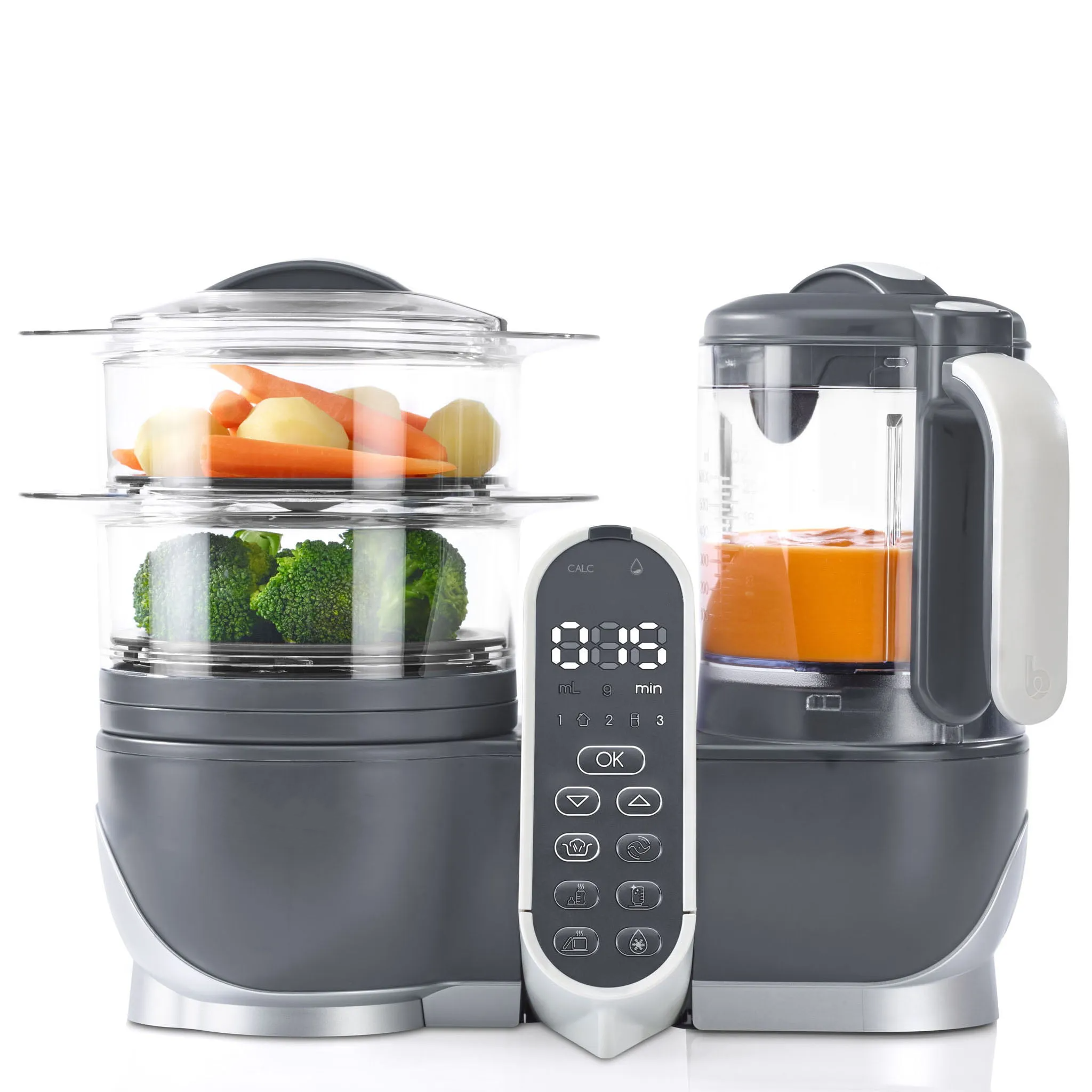 6 in 1 Food Processor With Steam Cooker, Multi-Speed Blender, Baby Purees, Warmer, Defroster, Sterilizer, Grey