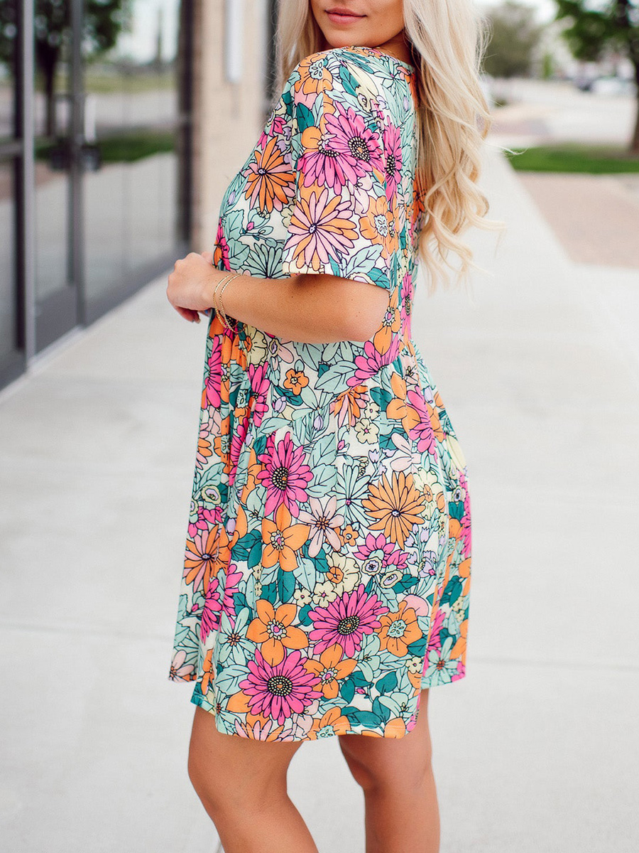 Blooming Flower Pattern Dress