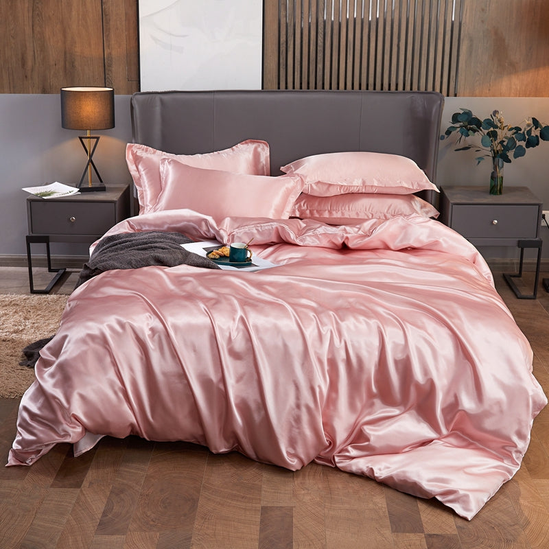 Bedding Set Solid Color Luxury Bedding Kit Rayon Satin Duvet Cover Set Twin Queen King Size Bed Set 2pcs/3pcs/4pcs - Bedding Set