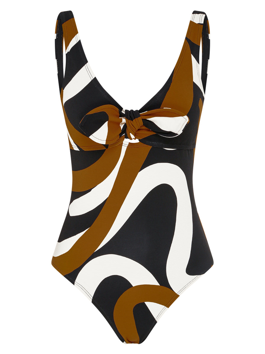 Women's printed halter one-piece swimsuit