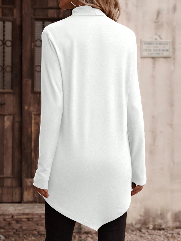 Casual Plain Turtleneck Long Sleeve T-shirt