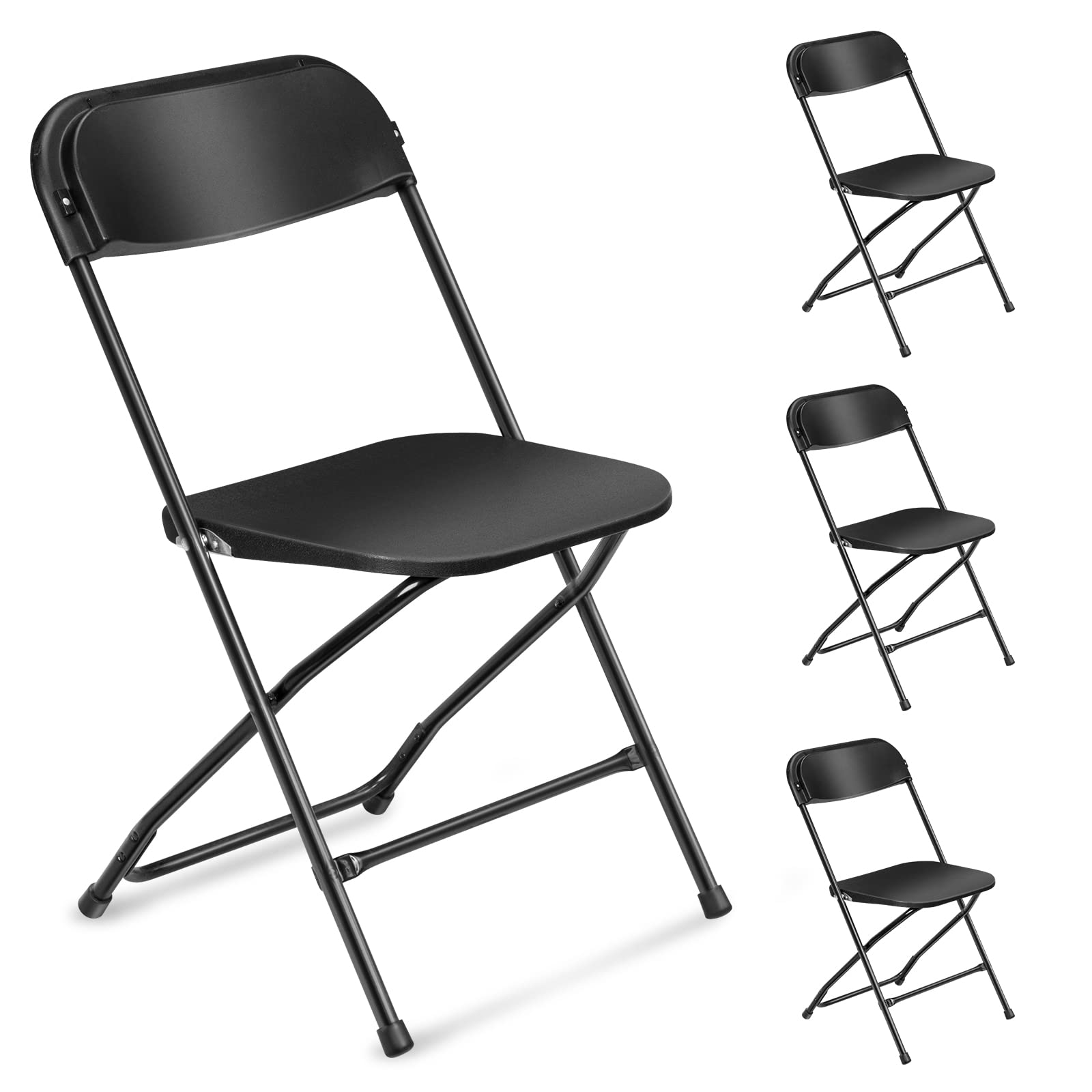 4/5/6/10/20/40 Pack Portable Plastic Folding Chair 350lb Stackable Commercial Seat with Steel Frame Party Chairs Black/White