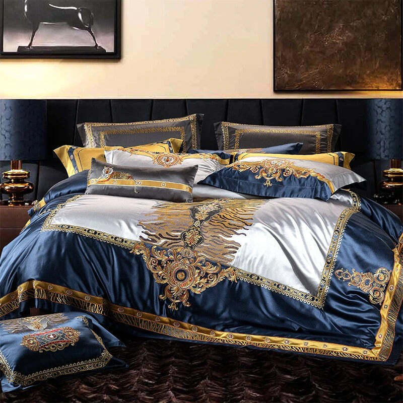 Embroidered Satin Duvet Cover Set