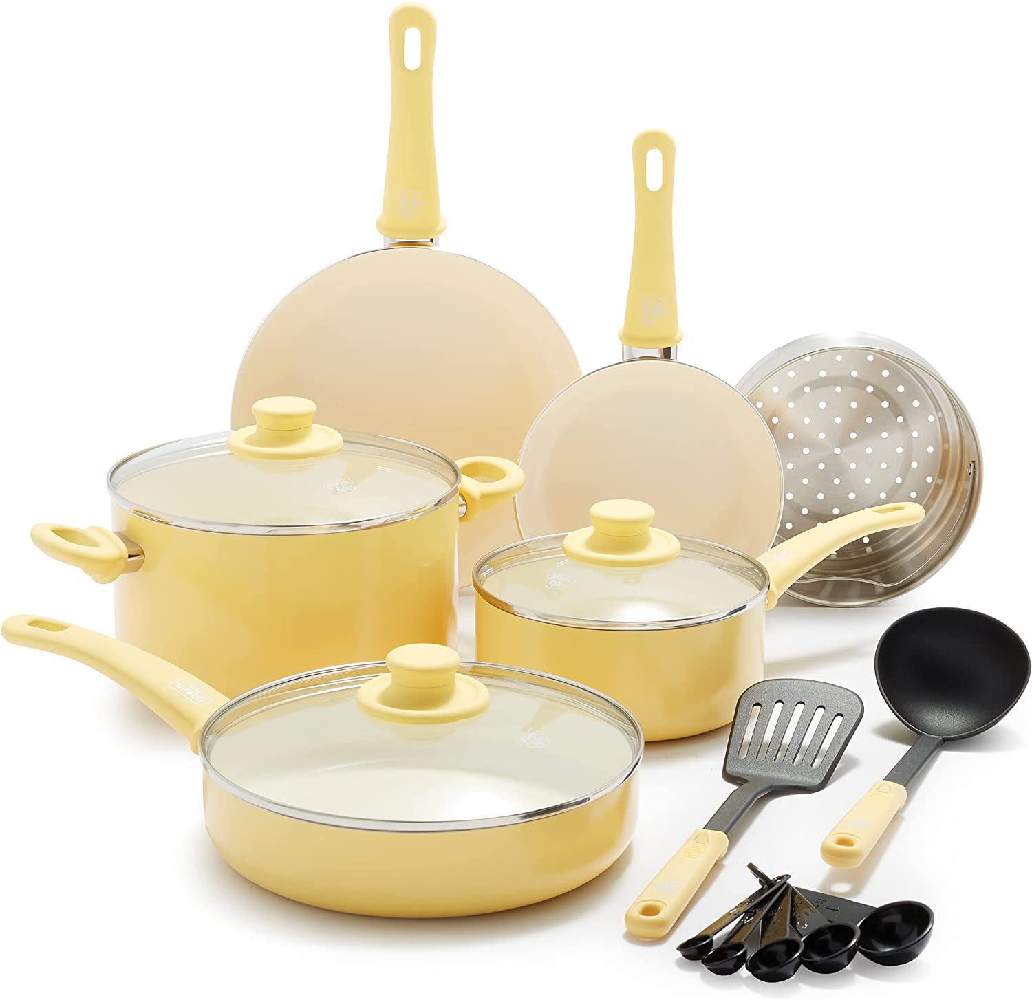 (Store Closing Sale) Healthy Ceramic Nonstick, 16 Piece Cookware Pots