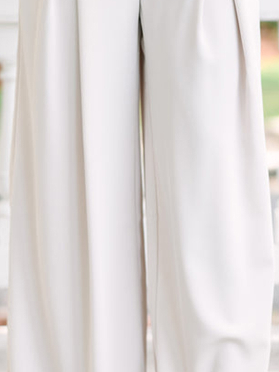 Cream White Wide Leg Trousers