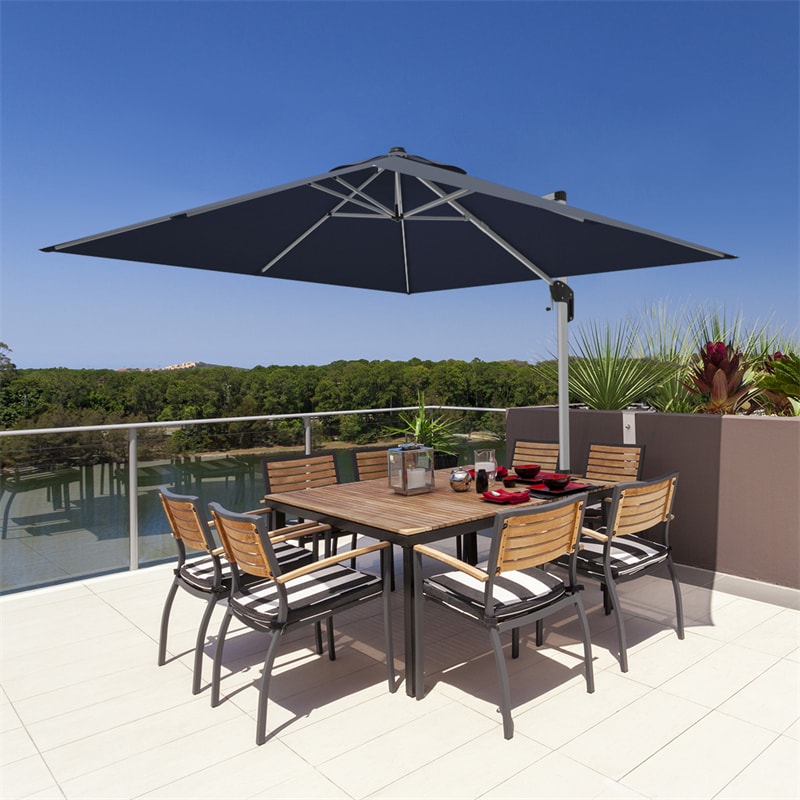 10 Ft Square Offset Patio Cantilever Umbrella with 360 Degree Tilt