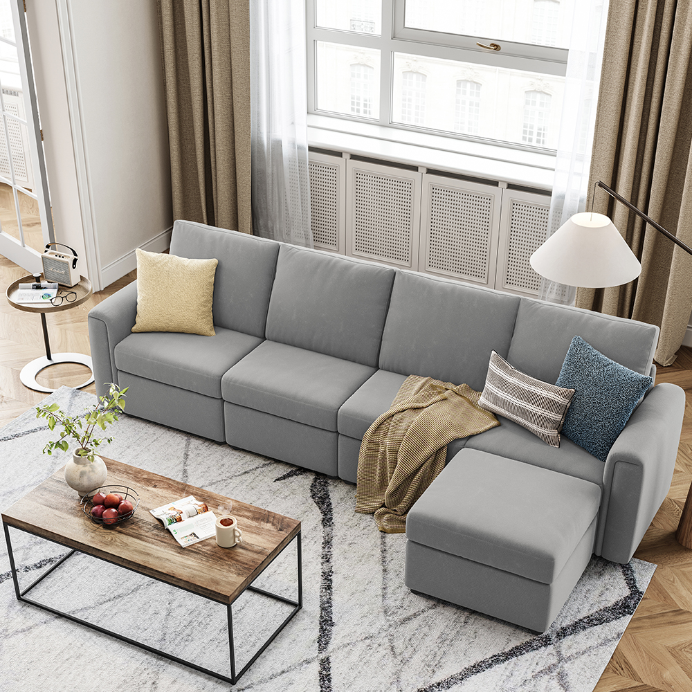 LINSY HOME Modular Couches and Sofas Sectional with Storage Sectional Sofa U Shaped Sectional Couch with Reversible Chaises, Dark Gray