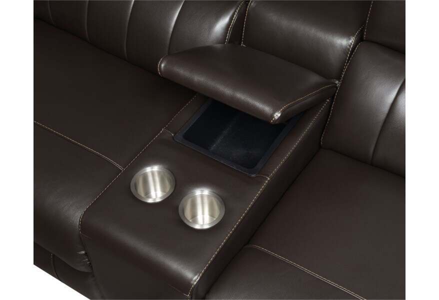 4-SEAT POWER RECLINING LEATHER SECTIONAL SOFA WITH OUTLETS AND USB PORTS