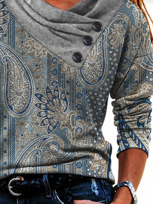 Casual Regular Fit Paisley T-Shirt