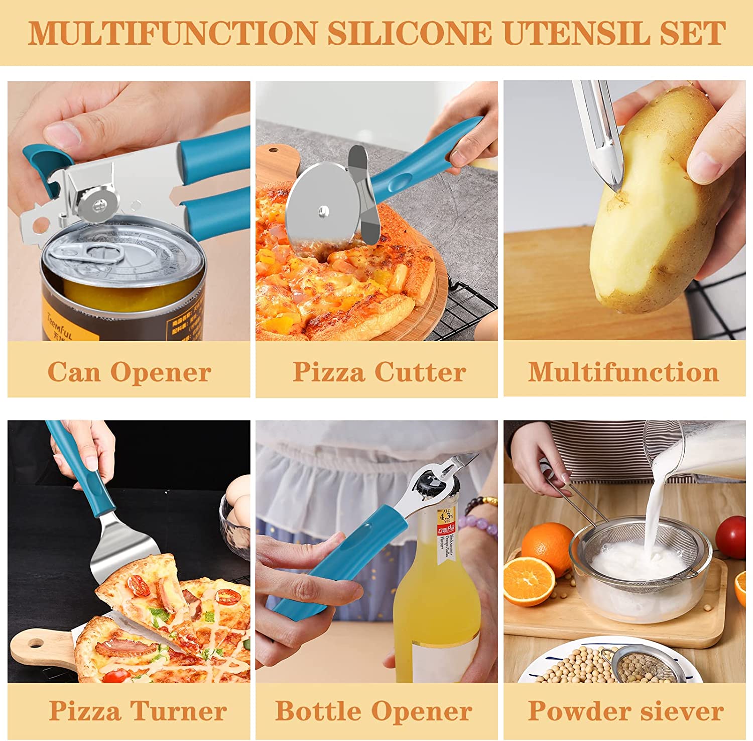 (Store Closing Sale) Silicone cooking tool set, chef 43 pieces heat-resistant kitchen tools