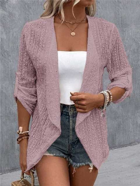 Plain Hollow Out Casual Kimono